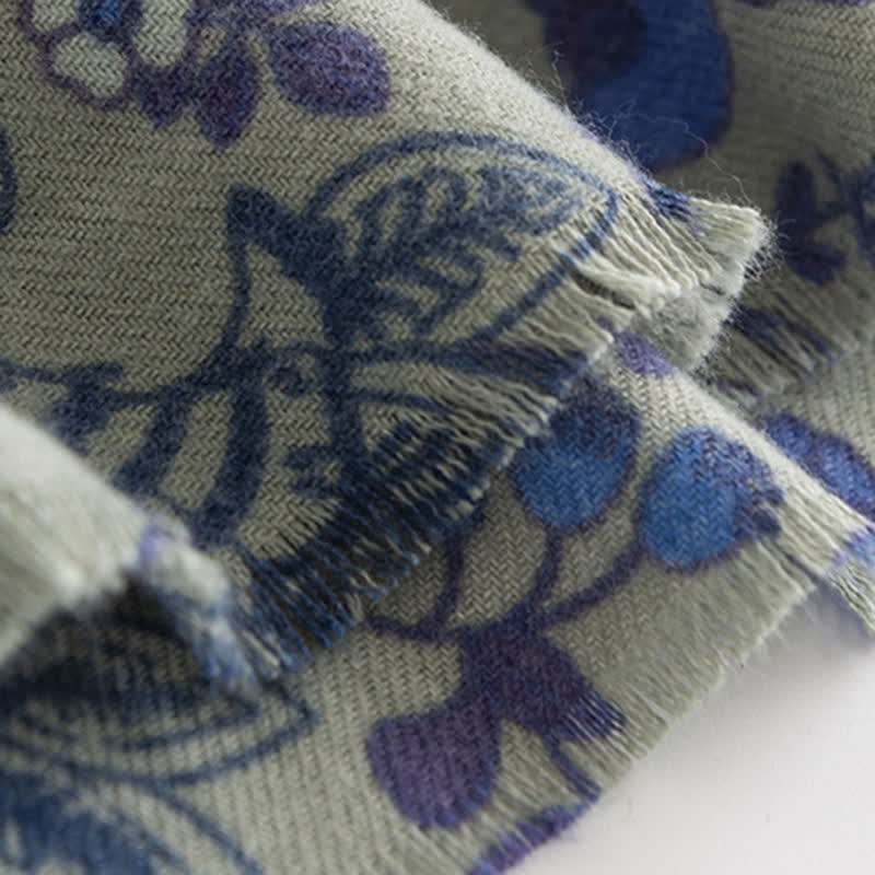 Women's Elagant Floral Contrast Border Scarf - Image 5