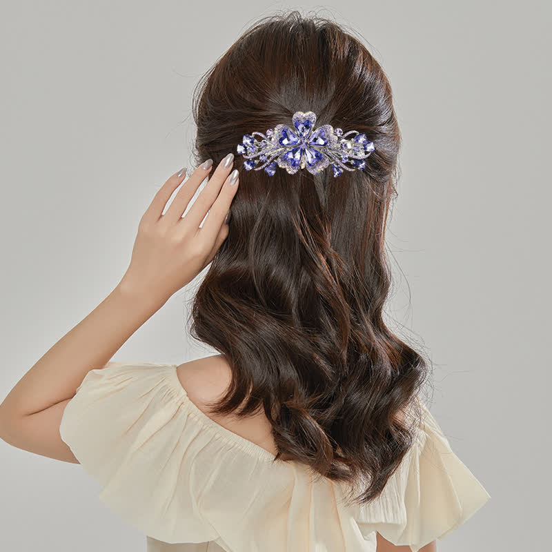 Women's Elegant Floral Sparkly Crystal Hair Clip - Image 2