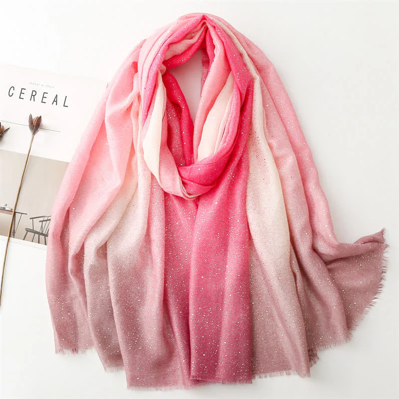 Women's Elegant Foil Printed Gradient Color Thin Scarf - Image 15
