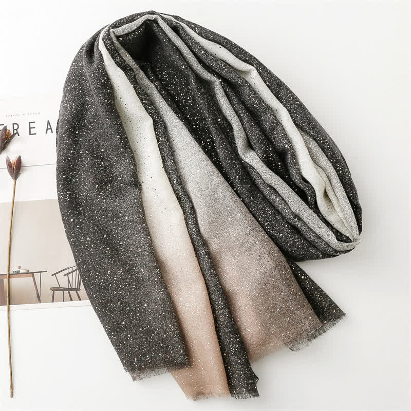 Women's Elegant Foil Printed Gradient Color Thin Scarf - Image 2