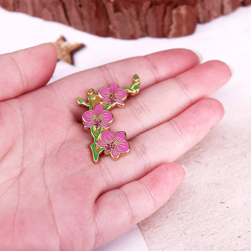 Women's Elegant Orchid Lapel Pin Enamel Brooch - Image 3