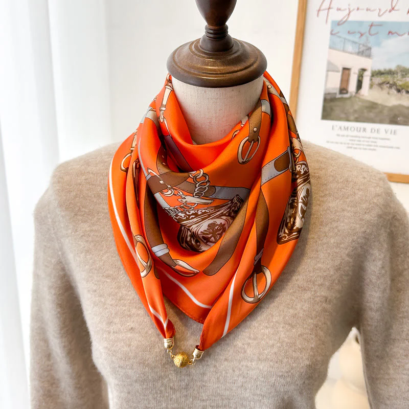 Women's Elegant Retro Printed Square Magnetic Cravat - Image 17