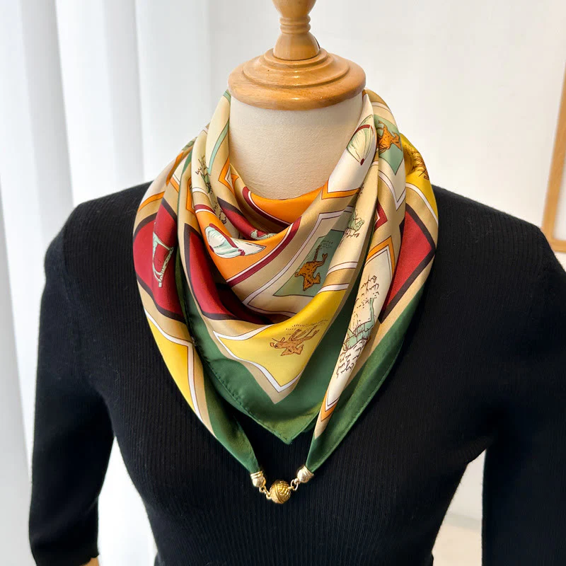 Women's Elegant Retro Printed Square Magnetic Cravat - Image 7