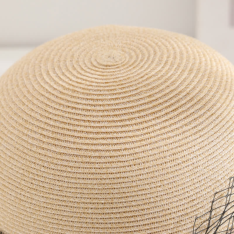 Women's Elegant Roman Style Floral Decor Summer Straw Hat - Image 4