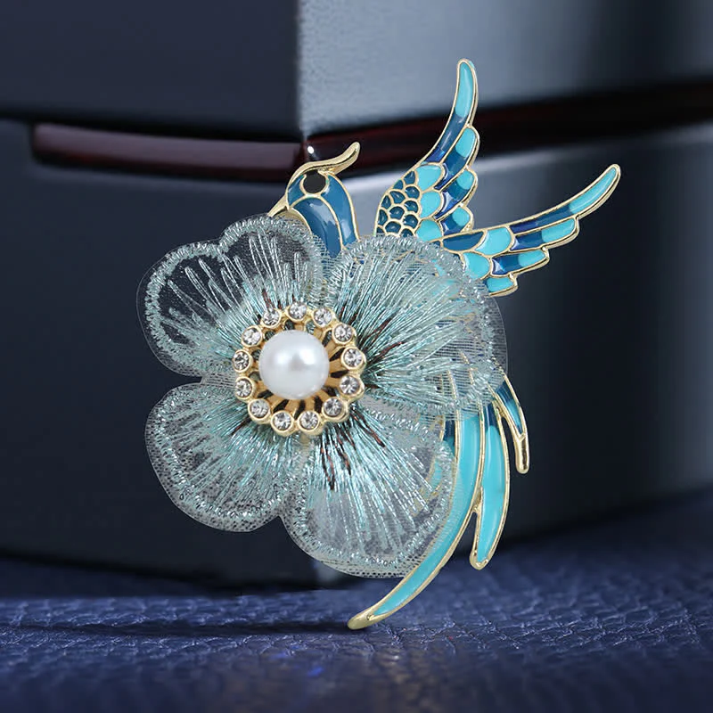 Women's Embroidered Phoenix Bird Brooch - Image 3
