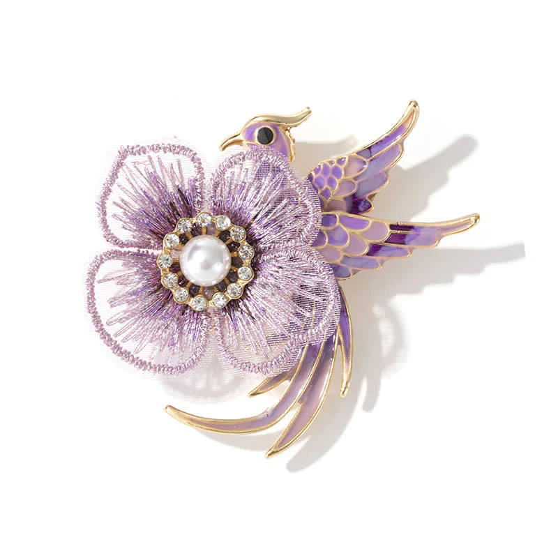 Women's Embroidered Phoenix Bird Brooch - Image 8