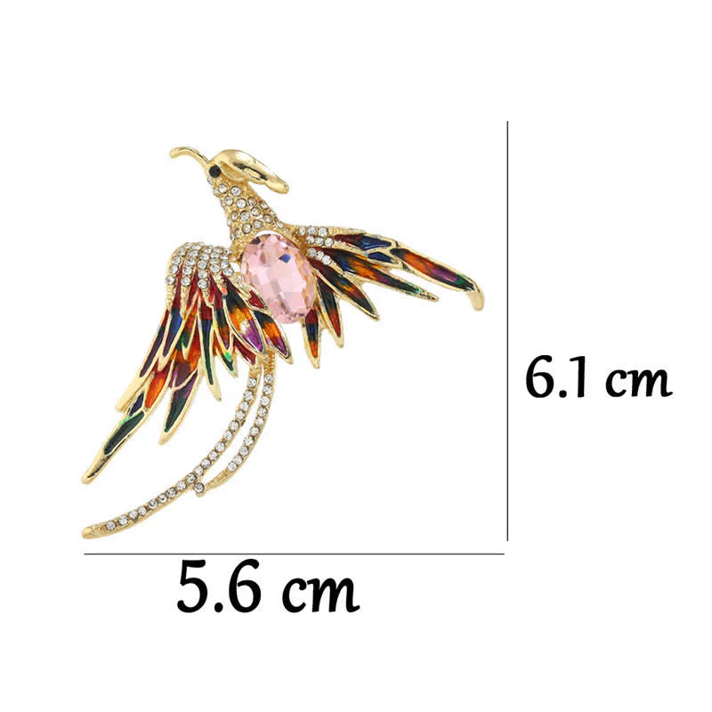 Women's Enamel Flying Phoenix Crystal Brooch - Image 5