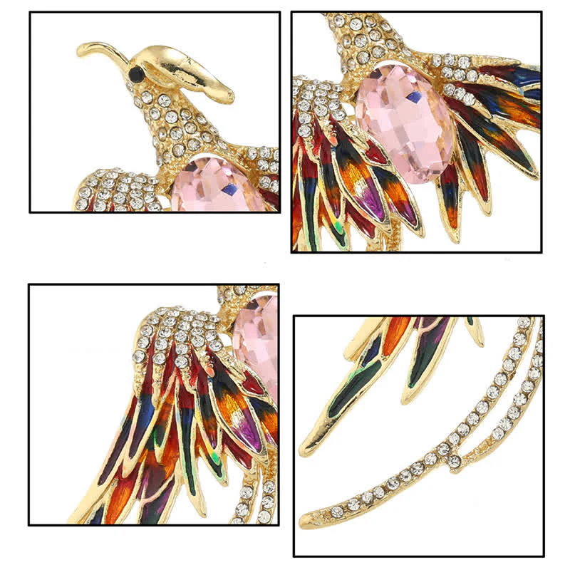Women's Enamel Flying Phoenix Crystal Brooch - Image 6