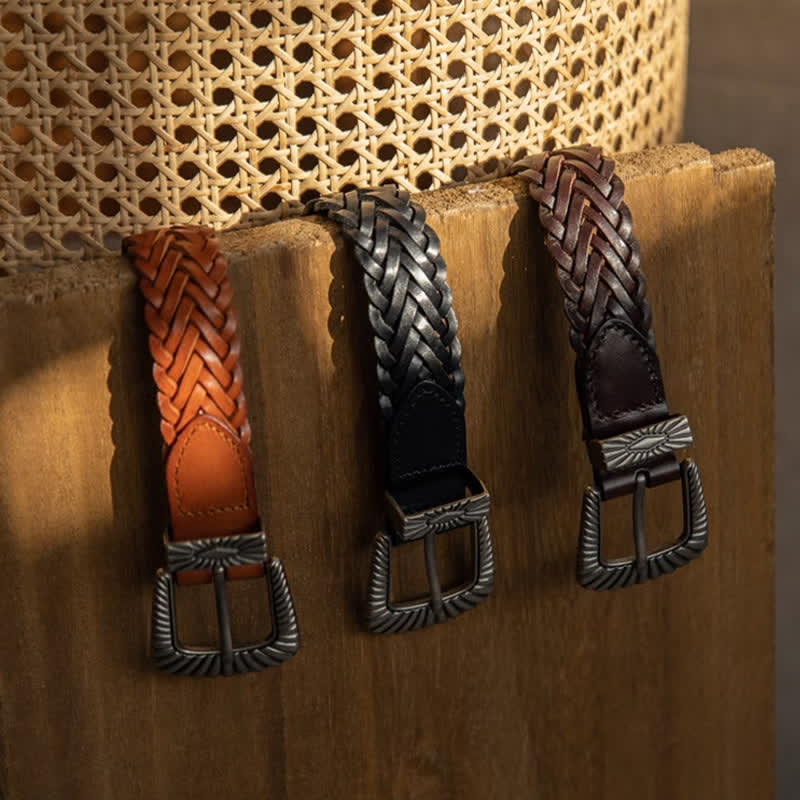 Everyday Casual Woven Cowhide Braided Leather Belt - Image 4