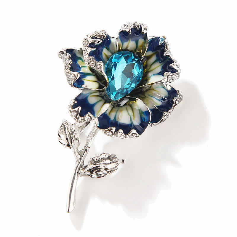 Women's Exquisite Crystal Enamel Flower Brooch - Image 7