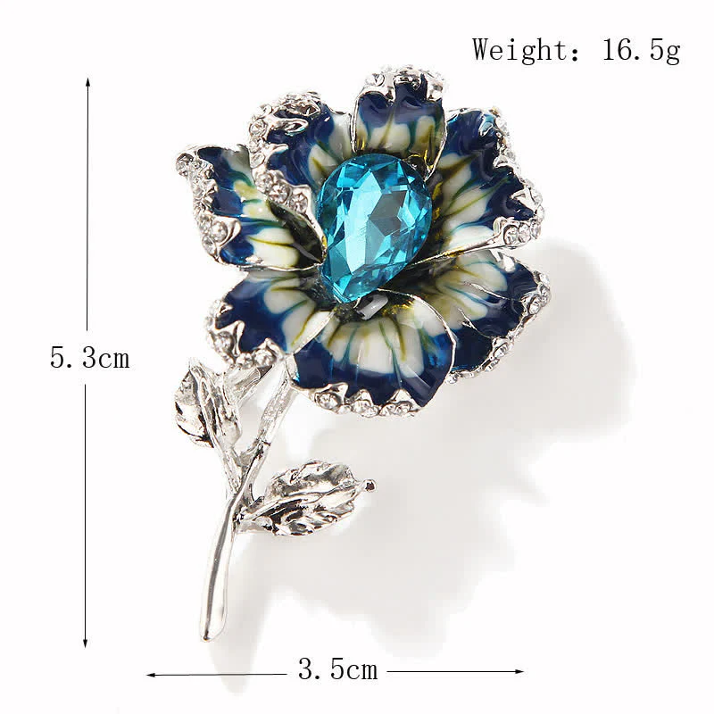 Women's Exquisite Crystal Enamel Flower Brooch - Image 9
