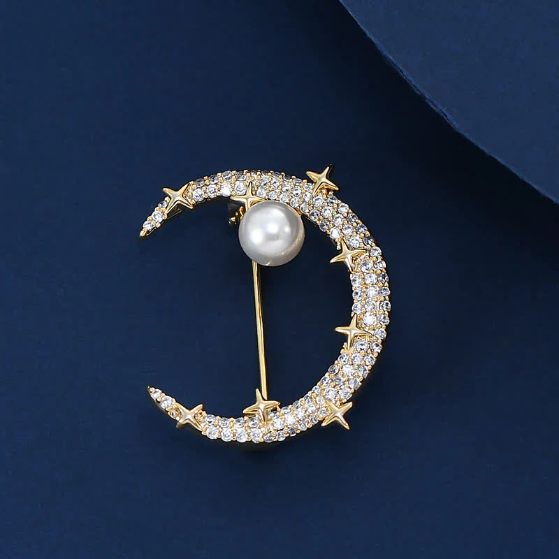 Women's Fashion Moon & Star Rhinestone Brooch - Image 5