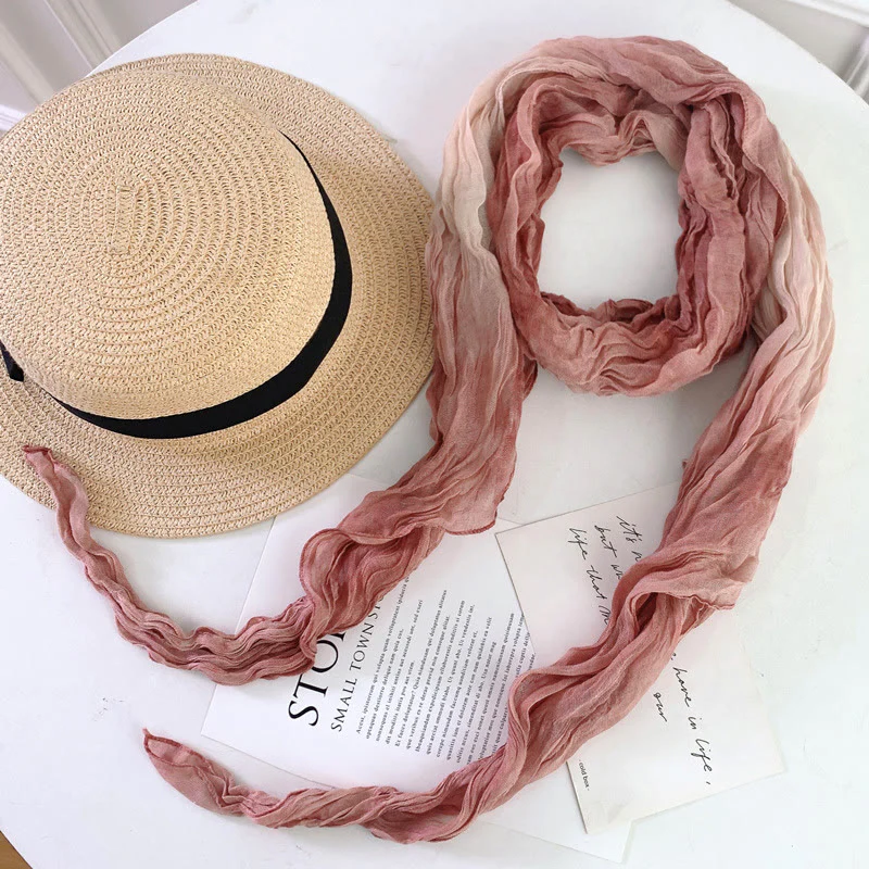 Women's Fashion Tie-Dye Creased Thin Long Scarf - Image 23