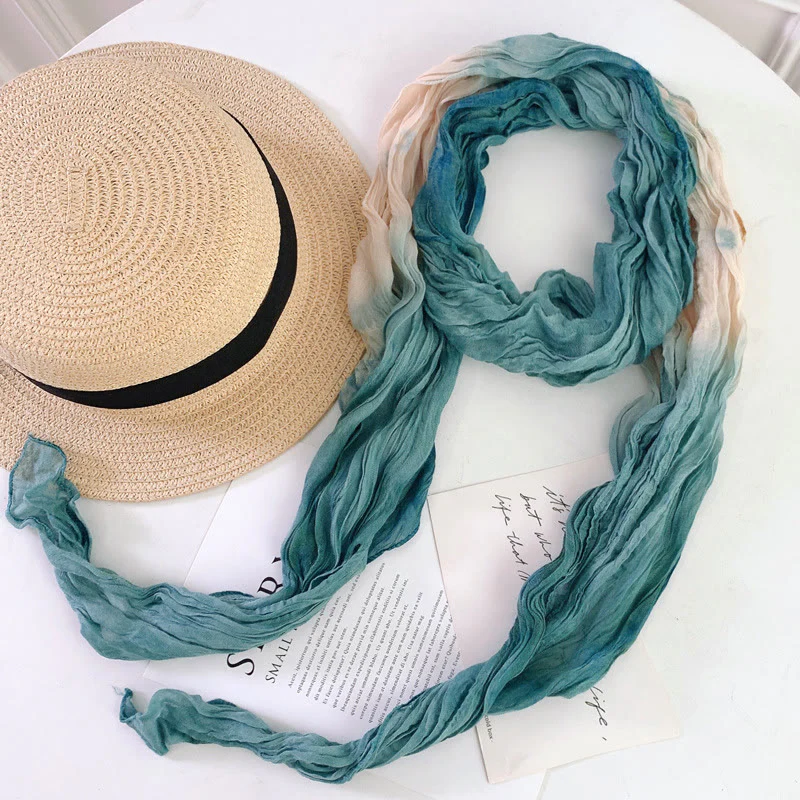 Women's Fashion Tie-Dye Creased Thin Long Scarf - Image 24