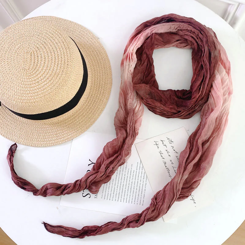 Women's Fashion Tie-Dye Creased Thin Long Scarf - Image 27