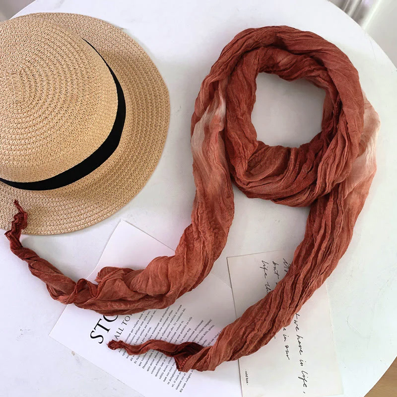 Women's Fashion Tie-Dye Creased Thin Long Scarf - Image 30