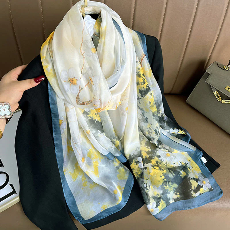 Women's Floral Art Print Lightweight Flowy All-Season Scarf - Image 9