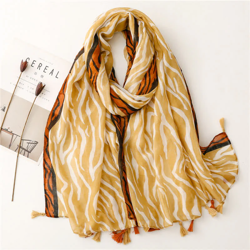 Women's Floral Soft Cape Wheat Fringe Scarf - Image 12