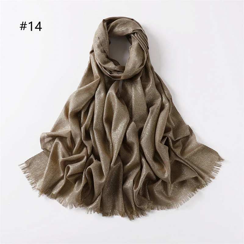 Women's Golden Glitter Lightweight Shawl Thin Scarf - Image 22