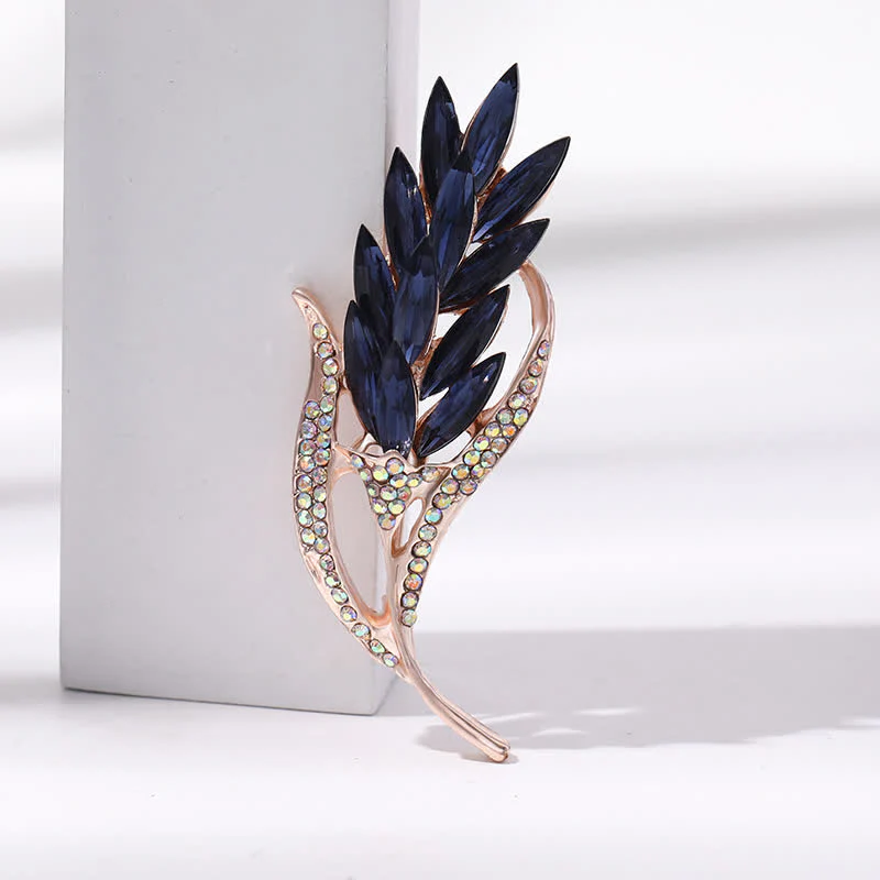 Women's Golden Wheat Ear Rhinestone Brooch - Image 7
