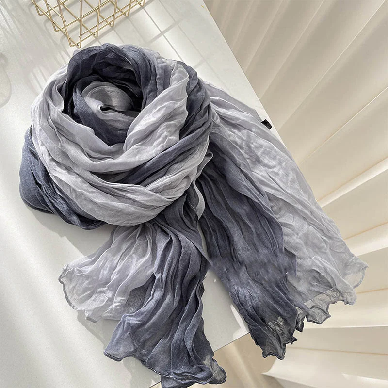 Women's Gradient Solid Color Thin Scarf - Image 19