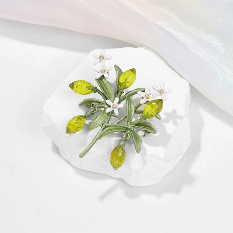 Women's Green Plant Lemon Drop Brooch - Image 3