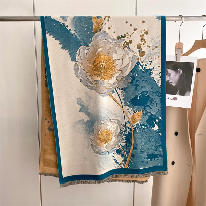 Women's Magnificent Scene Oil Painting Thickened Scarf - Image 25