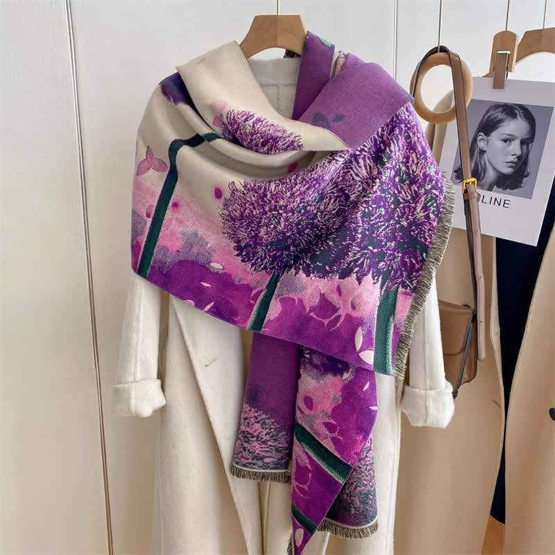 Women's Magnificent Scene Oil Painting Thickened Scarf - Image 28