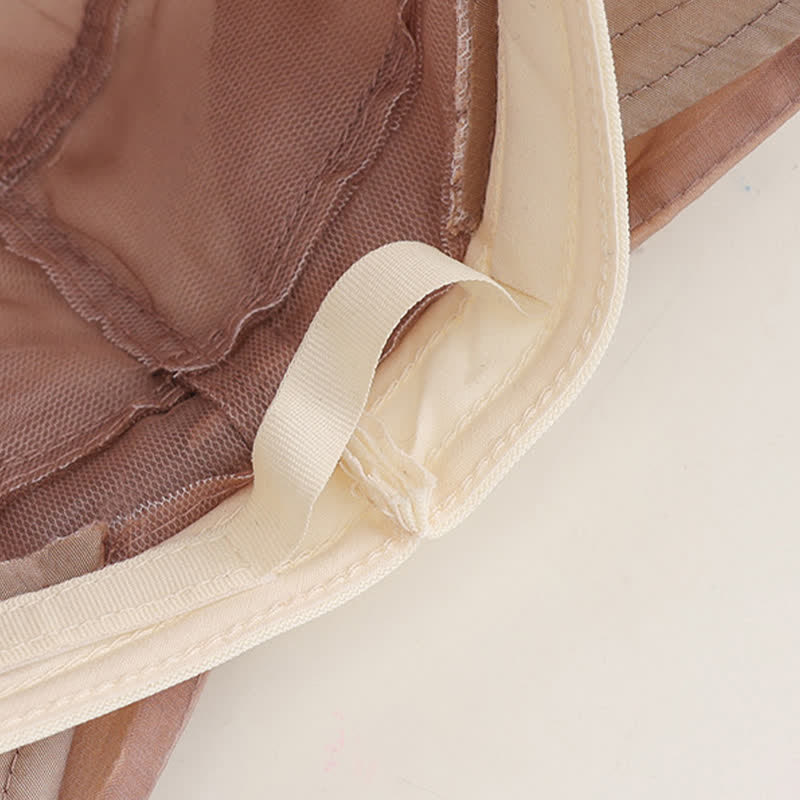 Women's Large Bow Knot Wide Brim Foldable Silk Sun Hat - Image 9