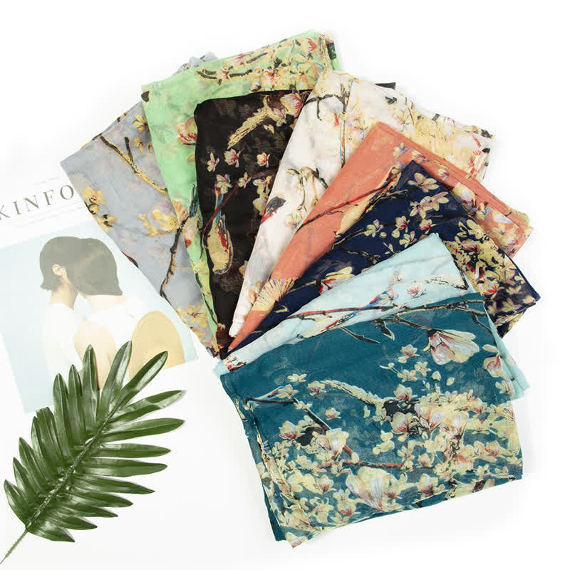 Women's Lightweight Blooming Floral Birds Scarf - Image 6