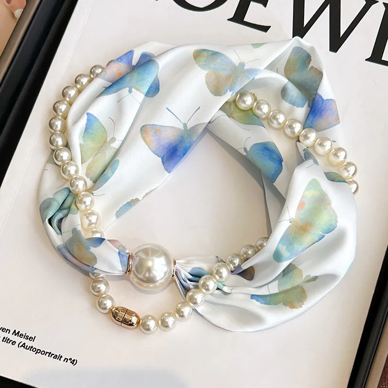 Women's Magnetic Clasp Artificial Pearl Necklace Scarf - Image 6