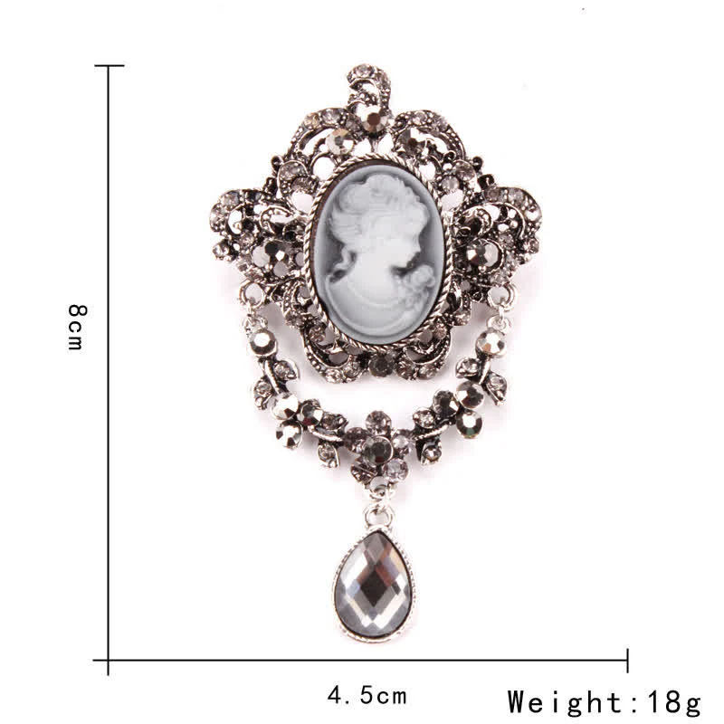 Women's Maiden Cameo Teardrop Brooch - Image 8