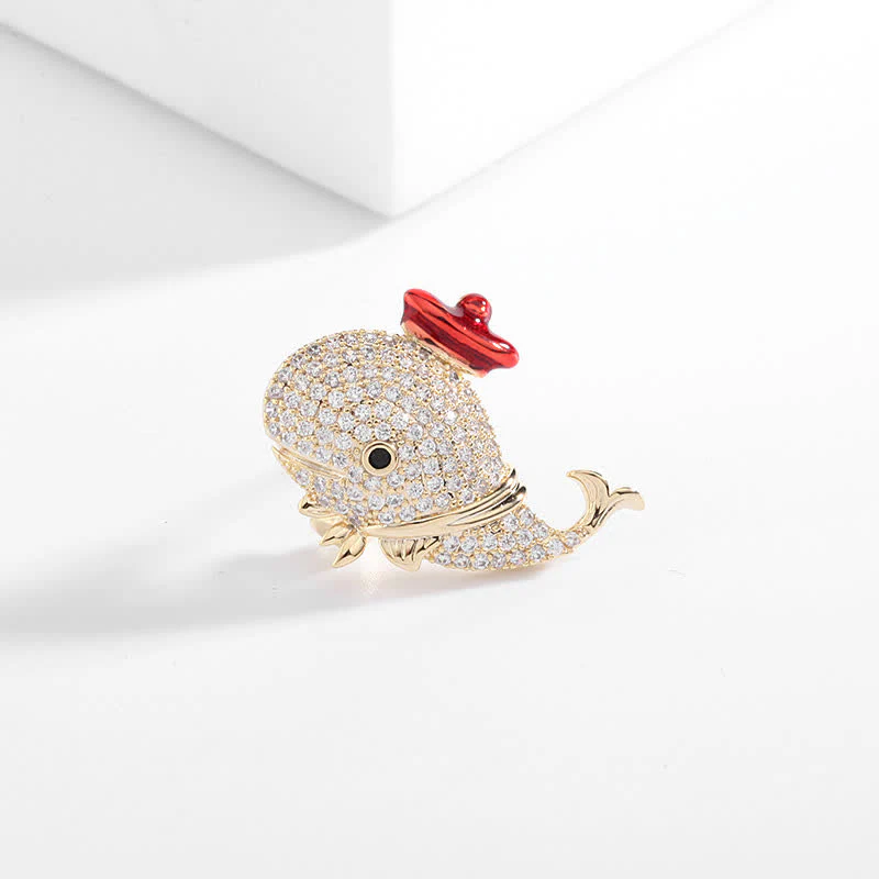 Women's Marine Rhinestone Whale Brooch - Image 3