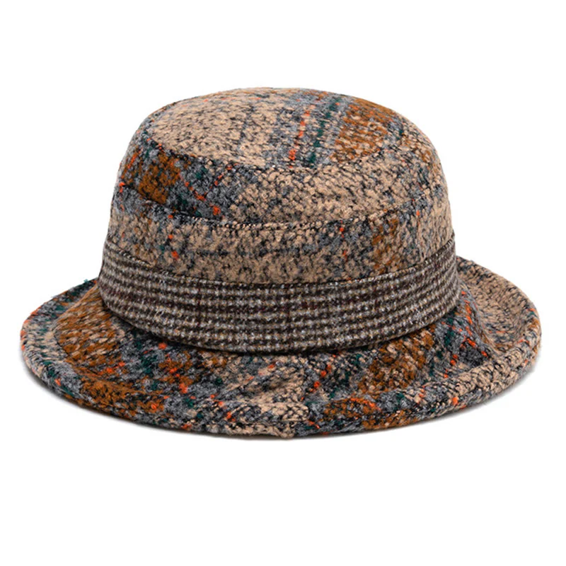 Women's Mottled Texture Bowknot-Accented Wool Blend Bucket Hat - Image 4