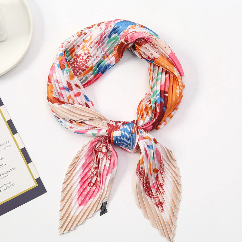 Women's Pleated Artistic Pattern Lightweight Flowy All-Season Scarf - Image 10