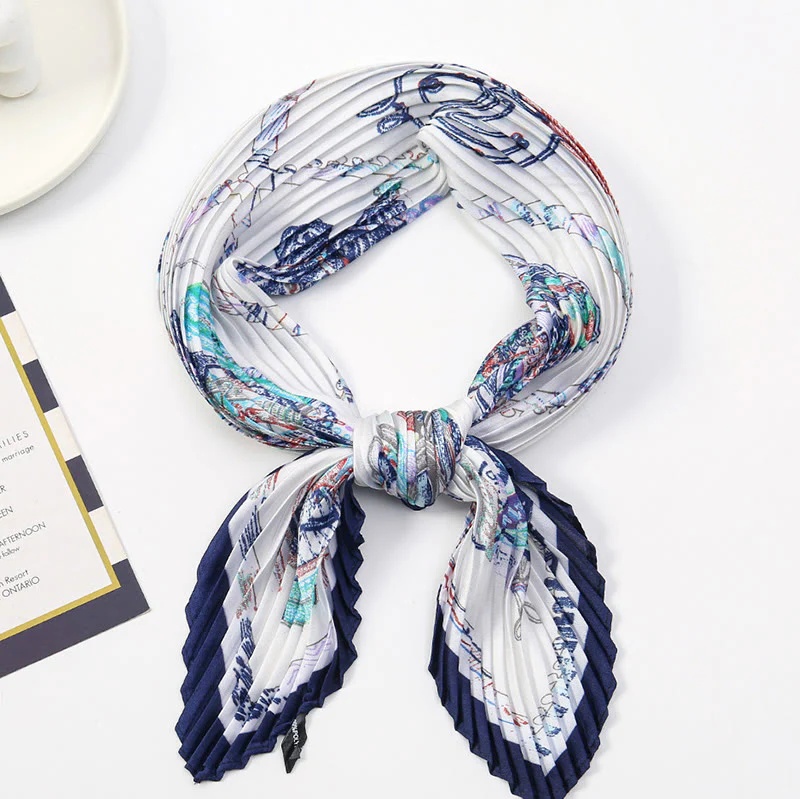 Women's Pleated Artistic Pattern Lightweight Flowy All-Season Scarf - Image 11