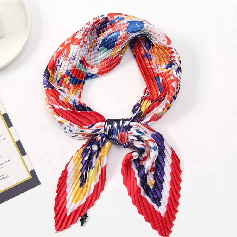 Women's Pleated Artistic Pattern Lightweight Flowy All-Season Scarf - Image 12