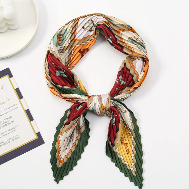 Women's Pleated Artistic Pattern Lightweight Flowy All-Season Scarf - Image 14