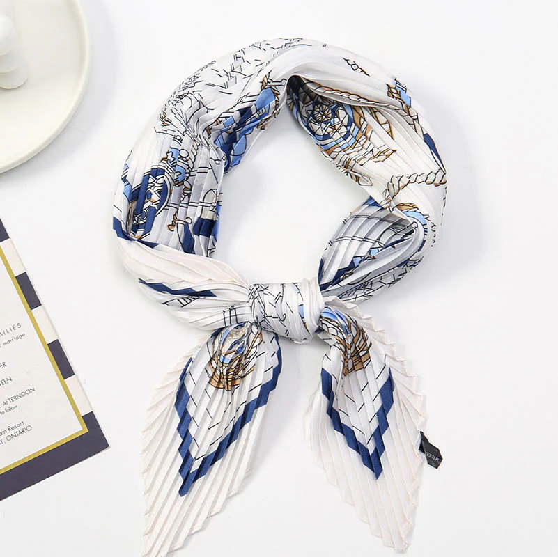 Women's Pleated Artistic Pattern Lightweight Flowy All-Season Scarf - Image 17