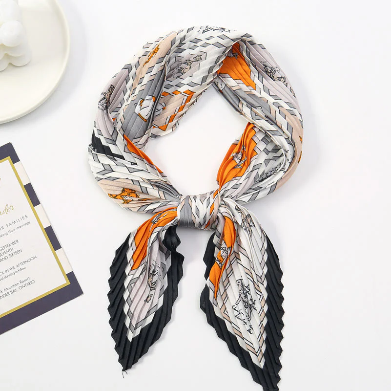 Women's Pleated Artistic Pattern Lightweight Flowy All-Season Scarf - Image 18