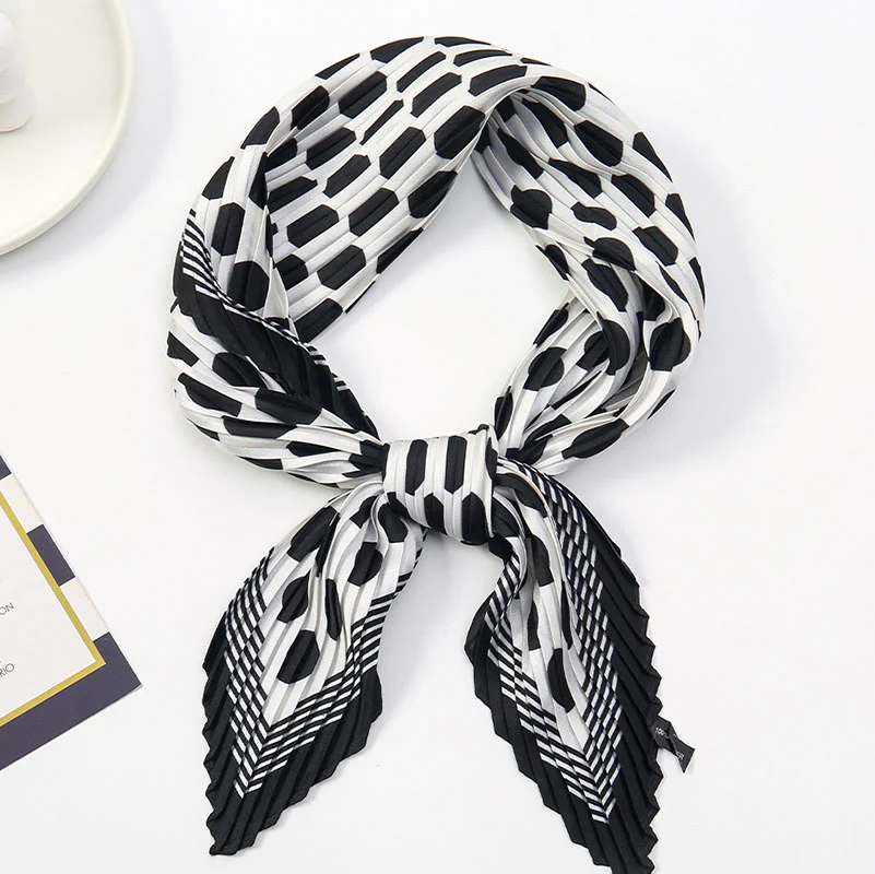 Women's Pleated Artistic Pattern Lightweight Flowy All-Season Scarf - Image 23