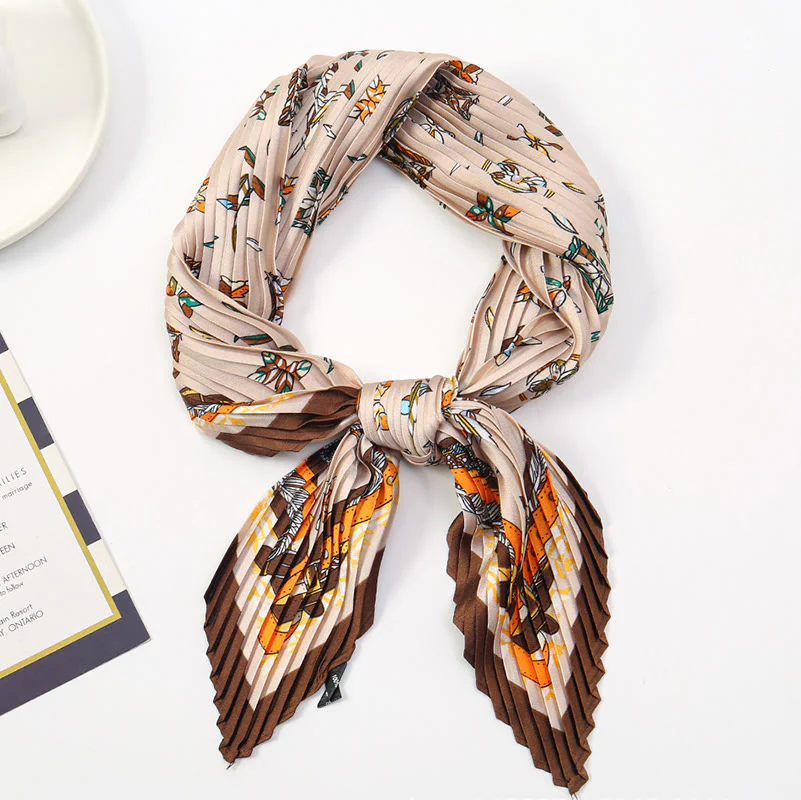 Women's Pleated Artistic Pattern Lightweight Flowy All-Season Scarf - Image 8