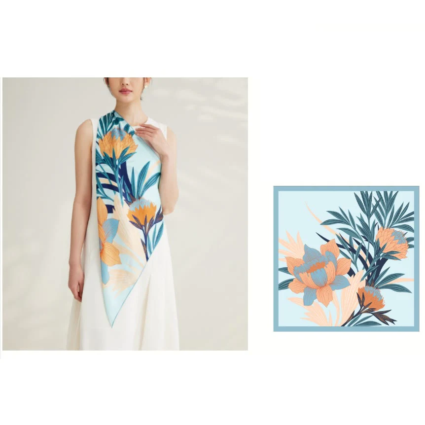 Women's Protea Floral Spring Silk Thin Scarf - Image 2