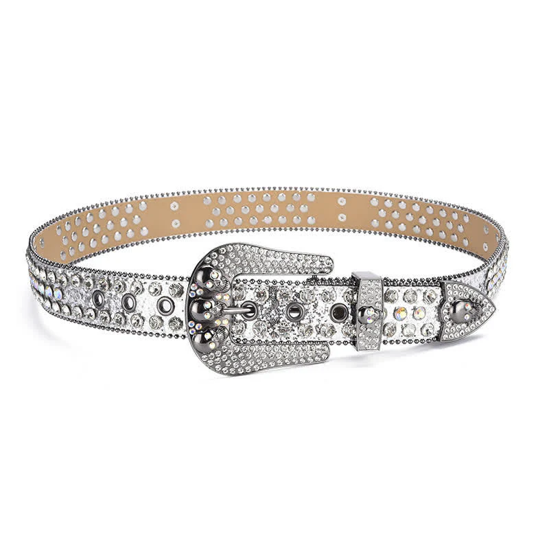 Women's Punk Skull Buckle Bead Edge Leather Belt - Image 24