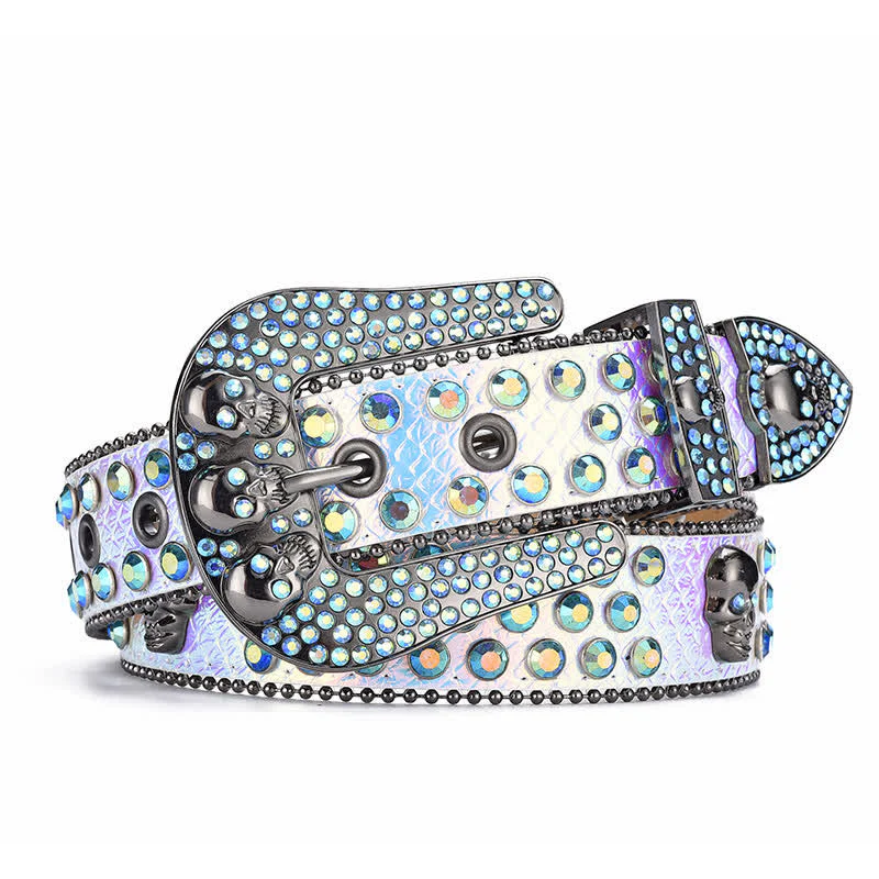 Women's Punk Skull Buckle Bead Edge Leather Belt - Image 6