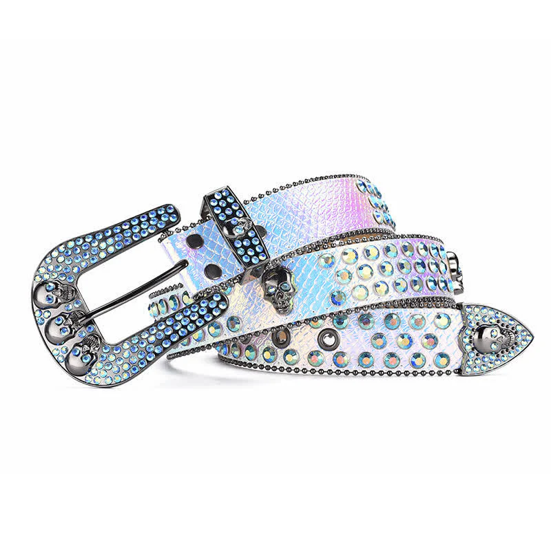 Women's Punk Skull Buckle Bead Edge Leather Belt - Image 7