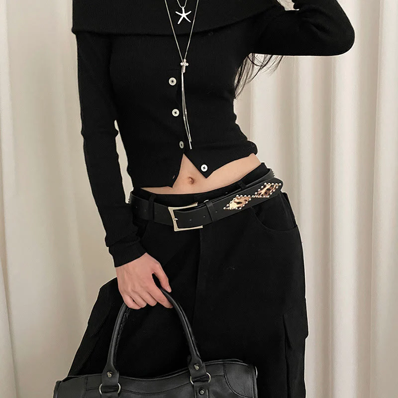 Women's Punk Style Rivet Leopard Decor Leather Belt - Image 3