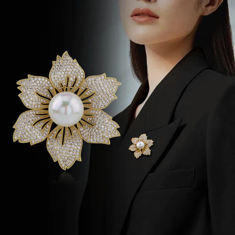 Women's Bright Pearl Luxury Bauhinia Brooch - Image 7