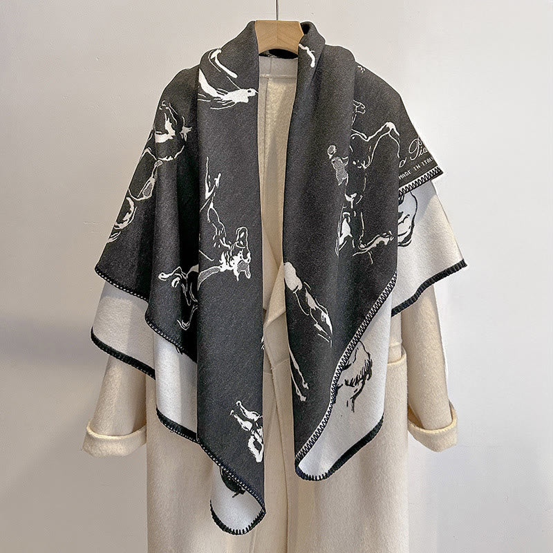 Women's Retro Horse Pattern Shawl Scarf - Image 4