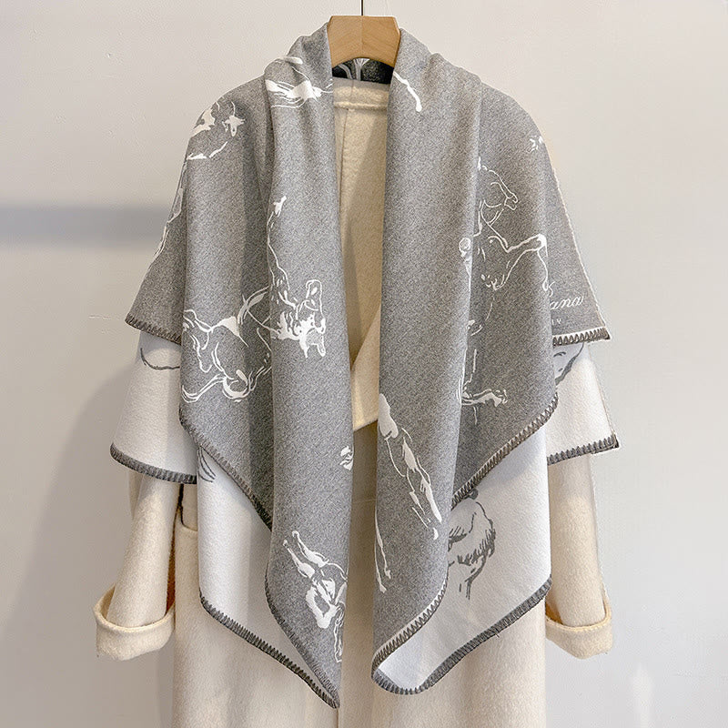 Women's Retro Horse Pattern Shawl Scarf - Image 6